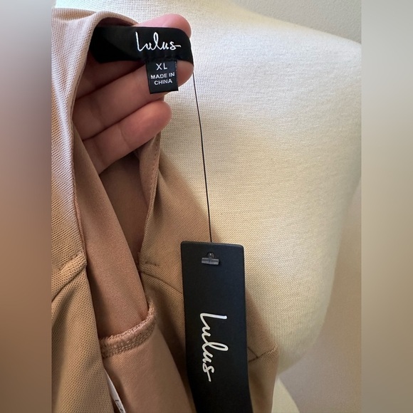 NWT Lulu's tan long sleeve stretch bodysuit. Wrap front. - Picture 5 of 5